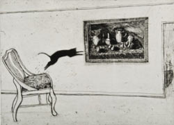 This was Whistler's Mother's cat's third attempt to jump onto the table of the Margaret Olley painting